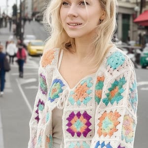 Granny square cardigan. Sizes S - XXXL.