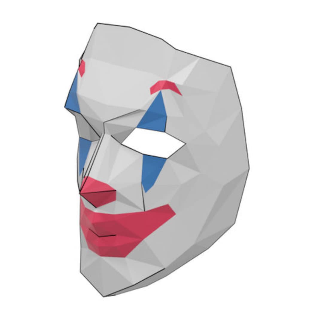 Paper Joker Mask 3D Template Papercraft Mask Etsy