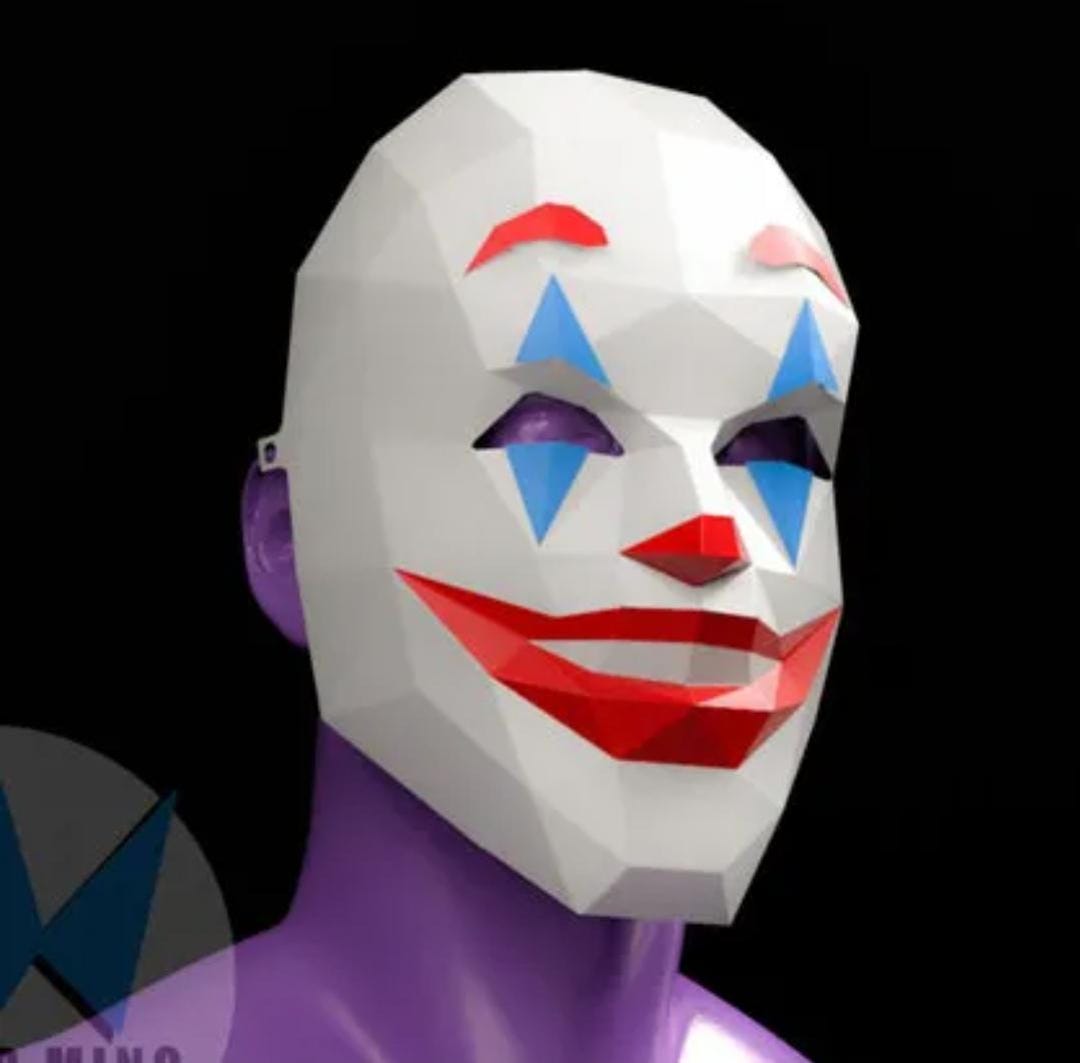 Paper Jobker Paper Joker Mask 3D Template, Papercraft Mask - Etsy