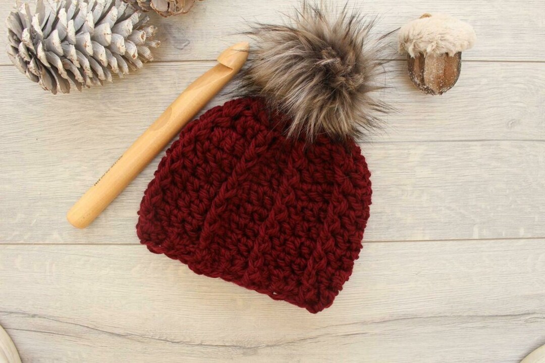 Easy Crochet Chunky Beanie Pattern, Pom Pom Hat (PDF Pattern) - Etsy