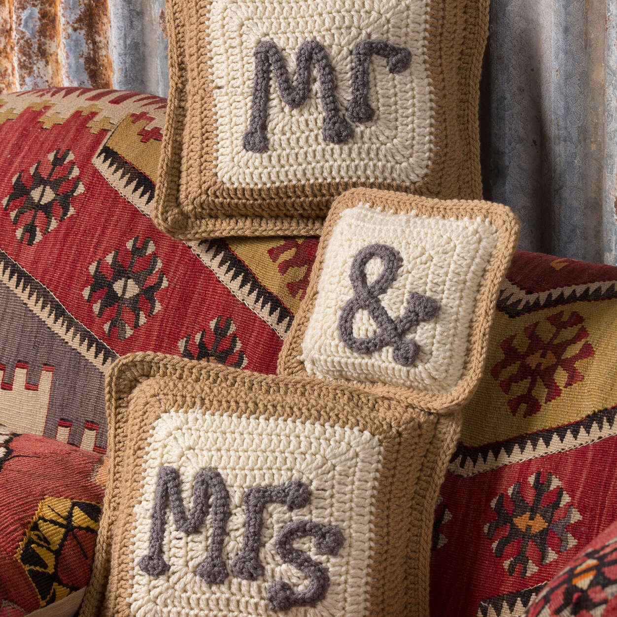 Mr Mrs Crochet Pillow Pattern Set