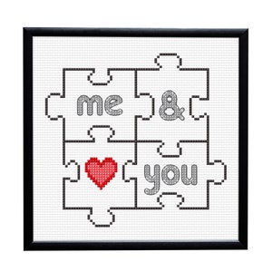 Love Cross Stitch Pattern: Me and You Embroidery Digital Download