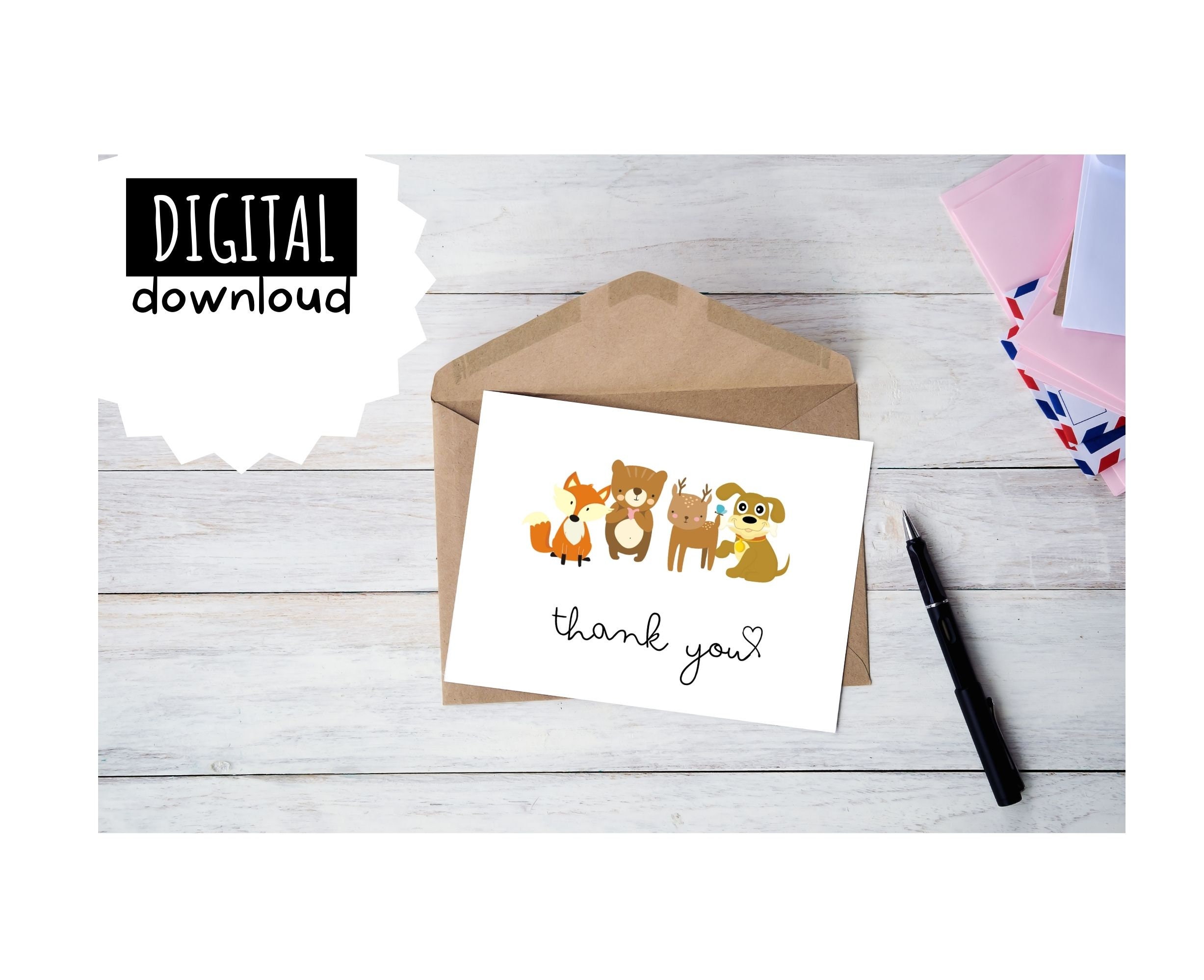 5 Printable Thank you | Thanksgiving Greeting Card instant downloud  7x10 inch thank you card | Family, Friends, Friend, Work