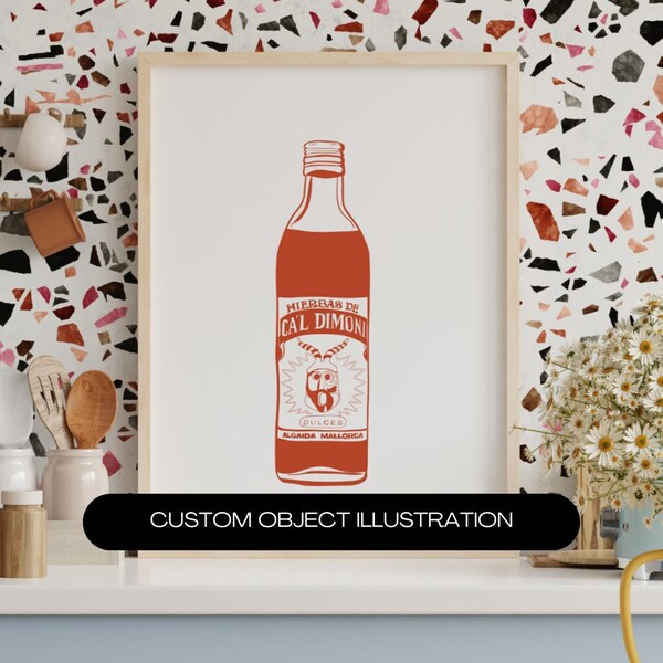 Custom Object Illustration, Digital Print, Anniversary Present, Long Distance Gift, Hand-drawn image, personalized art, Custom artwork