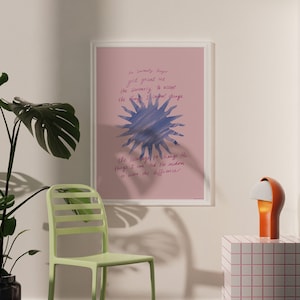 Oración de serenidad, cita escrita a mano, póster, galería de arte en casa, arte inspirador, manifestación, imprimible, ilustración de rayos de sol