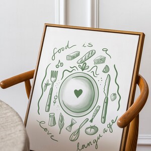 Foodie Art, Gift for Food Lovers, Italian Summer Inspo, Kitchen Wall, Home Wall Art, Kitchen Poster, Printable Illustration