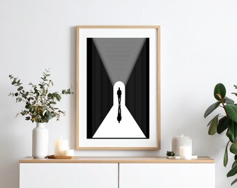 The Man Stretched Canvas Art Print, Black and White Wall Decor, Modern Home Aesthetic, Office Artwork, Minimalist Room Decoration