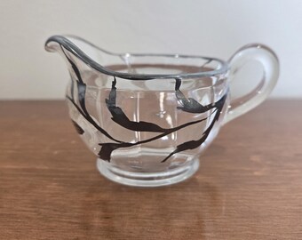 Vintage Klarglas Milchkännchen mit Silberauflage