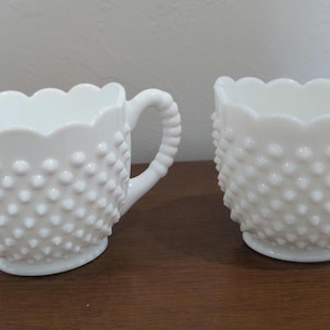 Fenton Hobnail Milk Glass Cream and Sugar Set