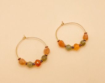 Fine stone hoop earrings • Fine stone collection • Unique piece • Philippine jewelry creation
