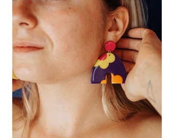 Light pastel earrings • Handmade • Original French creation • By Philippine: Bordeaux artist.