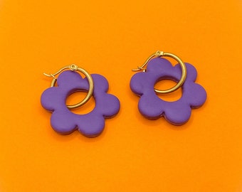 Daisy hoop earrings • Flower Power collection • Unique piece • Philippine jewelry creation