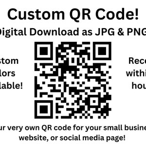 カスタム QR コードのダウンロード - 中小企業、Web サイト、ソーシャル メディア ページに使用できます。注文後 12 時間以内に受け取ります。ダウンロード、印刷、共有できます。