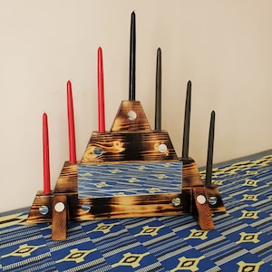 Kwanzaa Kinara with Circle and Rectangle Mirror Decoration