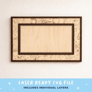 Rectangle Floral Frame Laser File Rectangle Frame SVG Flower Engraving SVG for laser cutting lightburn tool glow forge files