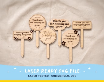 Teacher Plant Stakes laser Ready SVG File Teacher Laser Files Thank You for Helping Me Grow Teacher Appreciation SVG Back To School SVG File