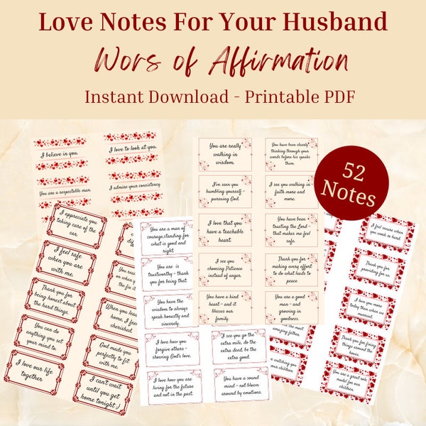 Love Notes Printable | Love Notes Cards | Mini Love Messages | Valentine's Day, Anniversary Gift for Him, Boyfriend | Romantic Printable