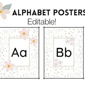 Neutral Floral Alphabet Posters for the Classroom | Neutral Floral Classroom Decor | Alphabet Display | Elementary Classroom | A-Z Posters
