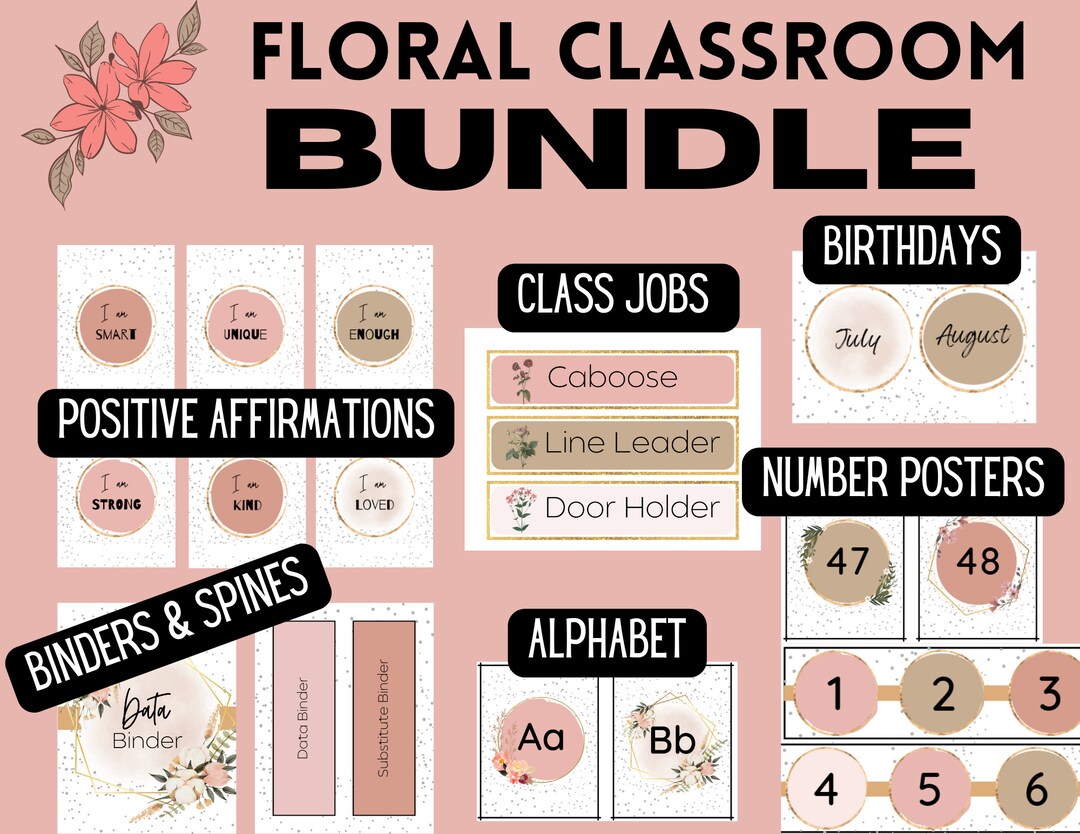 Floral Classroom Decor Bundle, Easy Classroom Decorations Etsy