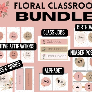 Floral Classroom Decor Bundle, Easy Classroom Decorations