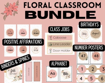 Floral Classroom Decor Bundle, Easy Classroom Decorations