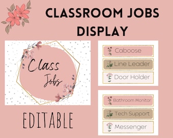 EDITABLE Classroom Jobs Display | Floral Decor | Class Jobs | Elementary School | Teacher Printable | Floral Classroom Posters
