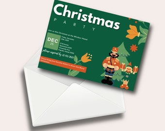 Christmas Invitation, Holiday Party Invitation, Christmas Eve Invite, Printable Christmas Invite, Instant Download, Christmas 2023