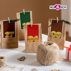 Adventskalender mit 25 Tütchen, Bildkarten und Mini-Wäscheklammern | Motiv Classic | DIY | zum selbst befüllen