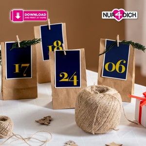 Adventskalender zum Download | Motiv Dunkelblau | DIY | zum selber ausdrucken