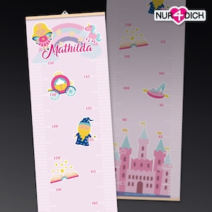 Vareta de medição infantil personalizável | Motivo FADA | montagem fácil | impressão ecológica de banners em papel | ótimo para batismo | 65 - 150cm