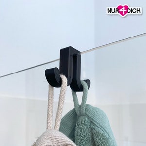 Shower hooks for glass partitions | one-sided or two-sided | different colors | for all common glass thicknesses