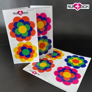 Pril-Blumen-Aufkleber | 4 Aufkleber | Größe L | fröhlich und bunt im 70er-Jahre-Stil