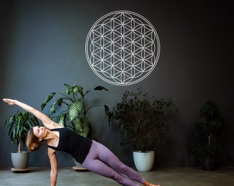 Vinilo decorativo flor de la vida | Geometría Sagrada | de 20 a 110 cm de diámetro | 15 colores diferentes | incluye rasqueta para fijación