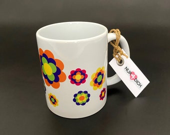 Cup of pril flowers | Coffee mug 70s | Flower power mug