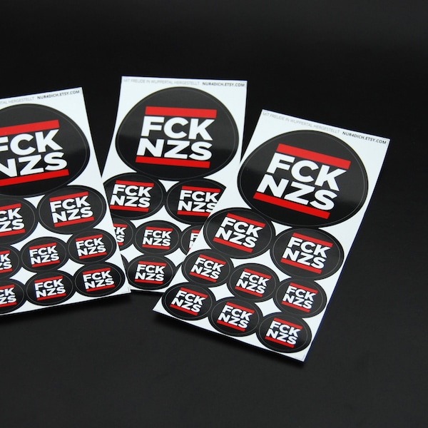 FCK NZS sticker | round | Set of 9 | Weatherproof | for the car, laptop, cell phone...