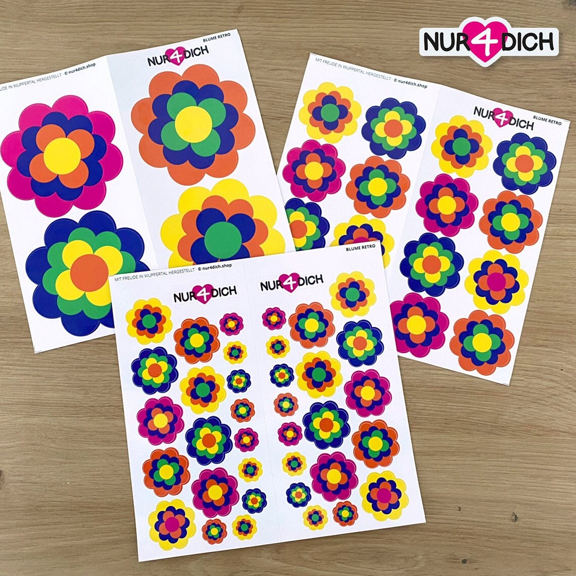 Pril-Blumen-Aufkleber 16 Aufkleber Größe M fröhlich und bunt im 70er