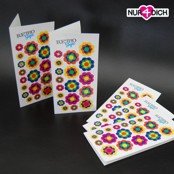 Pril Flower Sticker | 36 Stickers | Cheerful and colorful in the 70s style | Size XS and S