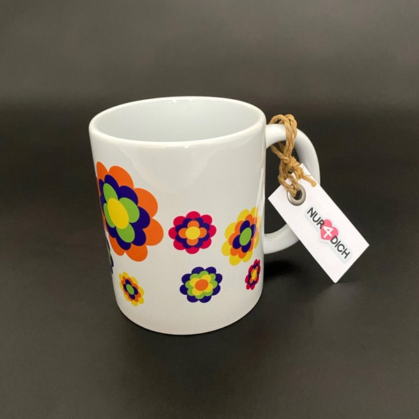 Tasse Prilblumen | Kaffeebecher 70er Jahre | Flower-Power-Becher