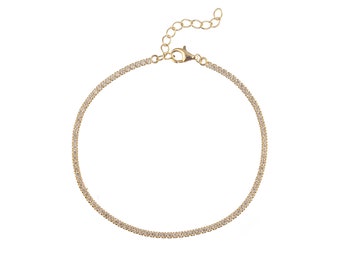 Bracelet Ajustbale Tennis avec zircons en argent sterling et argent sterling plaqué or.