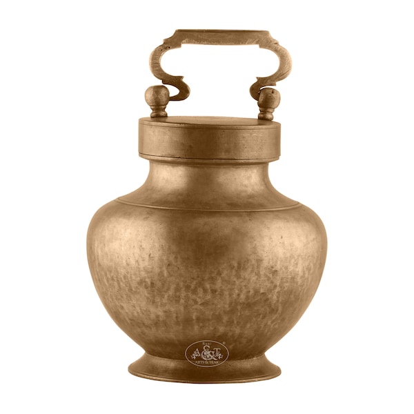 Vintage Ganga Jal Lota With Lid - Antique Gold Ganga Jal Lota With Lid - Indian Traditional