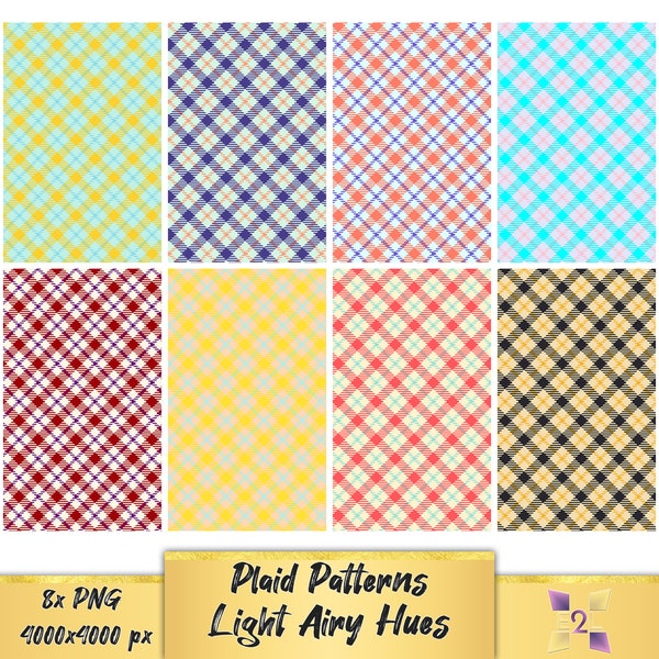 Light Airy Hues, Plaid Patterns Digital Paper Decor for a Party, Birthday, Love, Girl, Kids, Gift.  Instant Digital Image File.