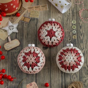 Szydełkowe bombki na choinkę – zestaw 3 szt