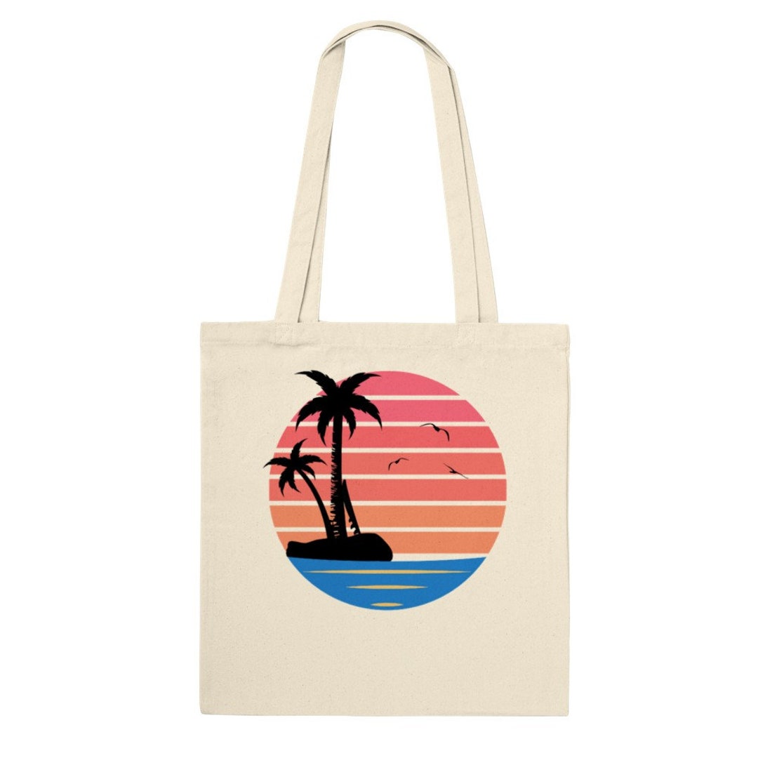 CafePress Palm Springs Sunset Natural Canvas Tote Bag - Reusable Shopping Bag With Long Handles (Two Size Options)