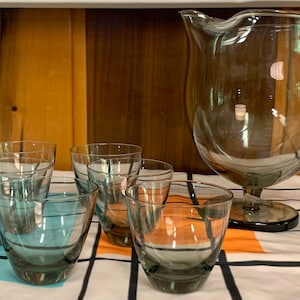 Per Lütken Holmegaard Kastrup Elsinore Smoke Cocktail Pitcher & Tumblers