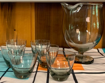 Per Lütken Holmegaard Kastrup Elsinore Smoke Cocktail Pitcher & Tumblers