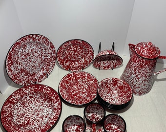 CGS International Red & White Splatter Enamelware