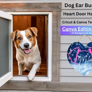 Round Door Sign Dog Lovers Svg Door Hanger Bundle, Dog Ear Outline Svg Cut File Bundle for Cricut - Dogs Door Hanger Svg