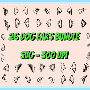 Dog Breed Ears Illustration Svg Bundle, Hand Drawn Dog Ears Outline Clipart, Custom Line Art Dogs Svg
