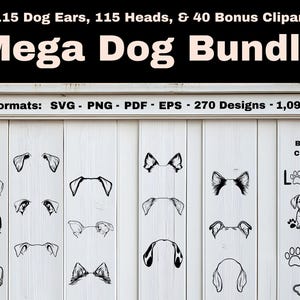 Dog Breed Ears Illustration Svg Bundle Of Hand Drawn Custom Line Art Dog Ears Outline Svg Clipart For Tattoo Designs
