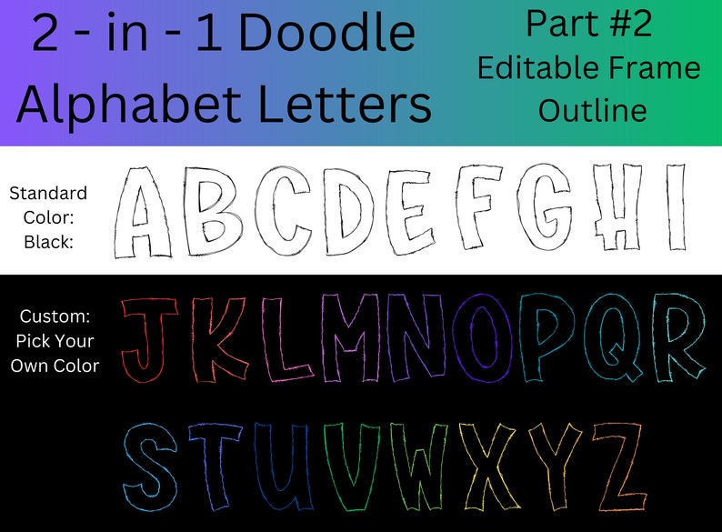 Escritura de letras de burbujas Abc rellenable Dibujado a mano Fuente divertida Diseño de garabatos Conjunto de alfabeto fonético Imprimir Colores primarios Canva Fácil Arrastrar y soltar imagen 4